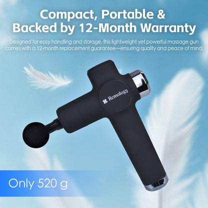 Remology Impact Therapy 7 Adaptive Speed USB-C Fascial Massage Gun with 4 Heads