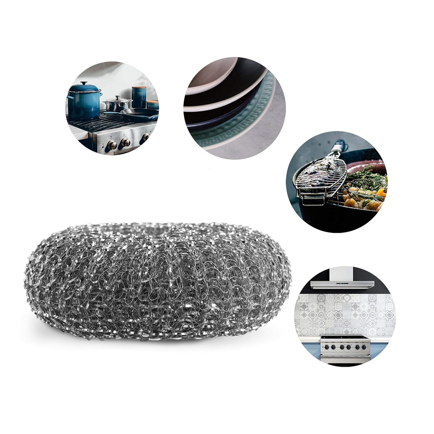 6 Pcs Household Cleaning Stainless Steel Jumbo Scourers