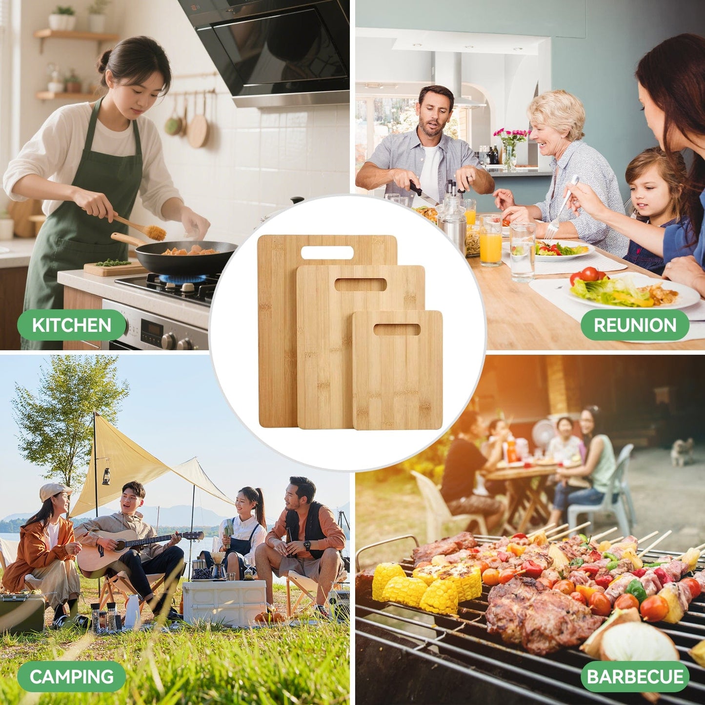 6 Pcs Bamboo Cheese Cutting & Serving Board Set – Moso Bamboo, Reversible, BPA-Free