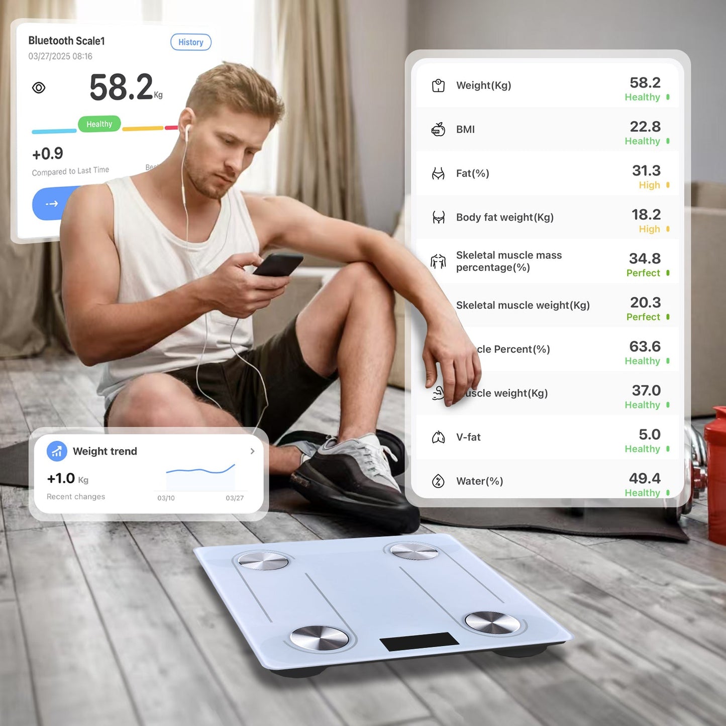 Clevinger Bluetooth Smart Digital Glass Bathroom Scale – 180kg Max Capacity