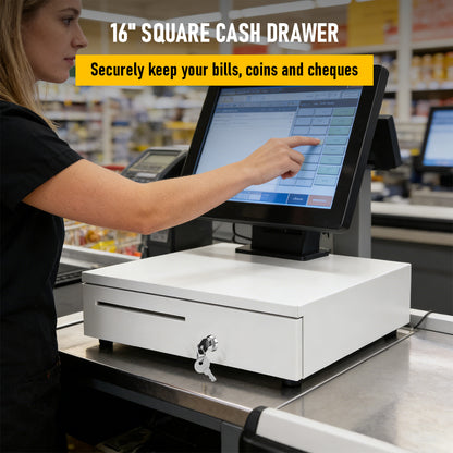 Heavy-Duty All-Metal Cash Drawer | 6 Coin Trays & 5 Note Trays | RJ-12 Interface | For Retail, Restaurant, Bar & Café