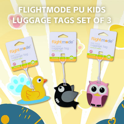 3 Pcs Flightmode PU Kids Luggage Tags