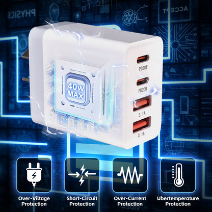 4 PORT  WALL CHARGER USB C+USB A