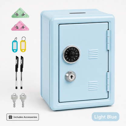 Lockable Metal Money Box, Cash & Coin Storage Box with Key Lock, Compact Piggy Bank for For Kids & Adults, Office & Small Valuables