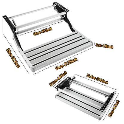 Heavy Duty Aluminium Caravan Step Stool, Supports Up to 200kg, Foldable RV Entry Step with Anti-Slip Surface, Portable Step for Caravan, Motorhome, Camper Trailer & Camping, Silver
