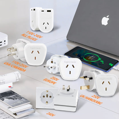 Flightmode Outbound AU/NZ to EUROPE/BALI Travel Adaptor with USB Type C & A