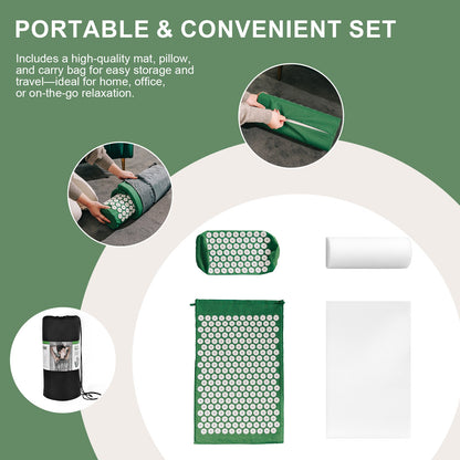 Acupressure Mat and Pillow Set with Bag