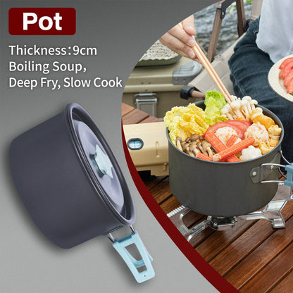 3Pcs Camping Cooking Set – Lightweight Anodised Aluminium Outdoor Cookware Kit with Heat-Resistant Handles
