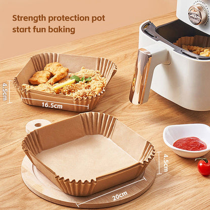 100 Pcs 20cm Square Disposable Unbleached Silicone Paper Dish Air-fryer Liner