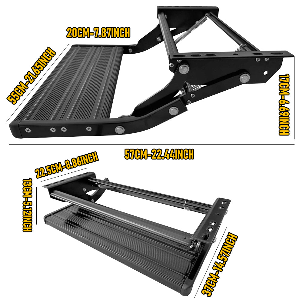 Heavy Duty Aluminium Caravan Step, Portable Folding Single RV Step with Anti-Slip Surface, Pull Out Camper Trailer & Motorhome Step Stool