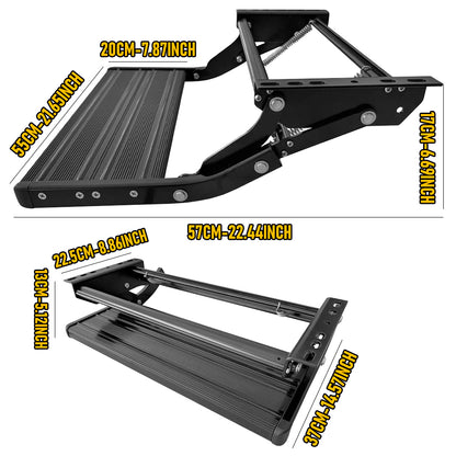 Heavy Duty Aluminium Caravan Step, Portable Folding Single RV Step with Anti-Slip Surface, Pull Out Camper Trailer & Motorhome Step Stool