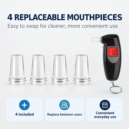 Digital Breath Alcohol Tester with LCD Display, Keychain & 4 Mouthpieces (118 × 70 × 28 mm) — 1