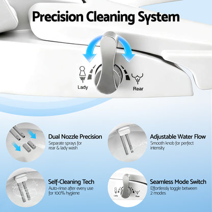 Cefito Non Electric Bidet Toilet Seat O-Shape Dual Nozzle Soft Close WaterMark DIY