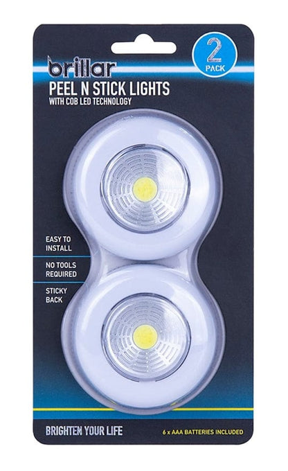 2 Pcs Brillar Wireless Peel n Stick Lights with COB LED Technology