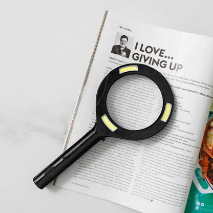 Brillar Light Up Magnifying Glass – Black, 3× Magnification with COB LED Lighting