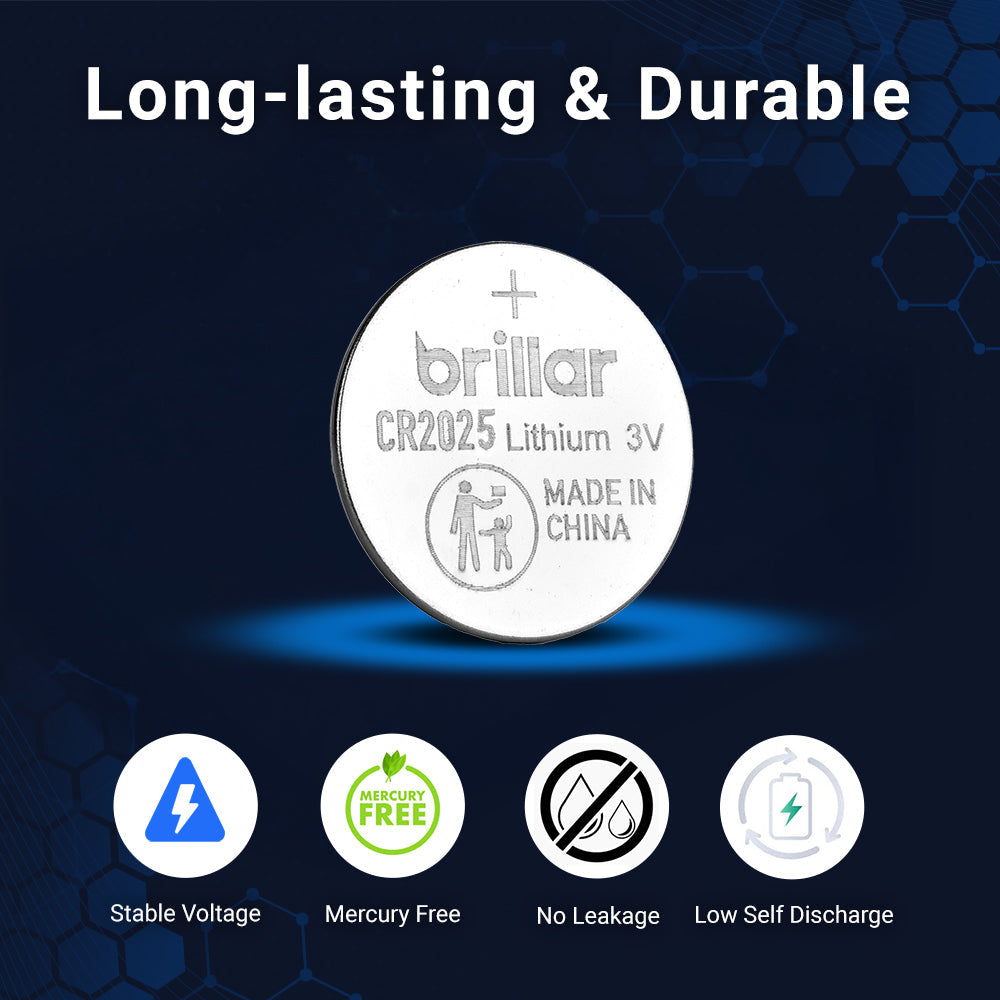 2 Pcs Brillar CR2025 Lithium Button Cell