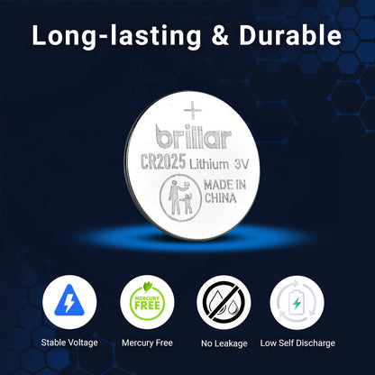 2 Pcs Brillar CR2025 Lithium Button Cell