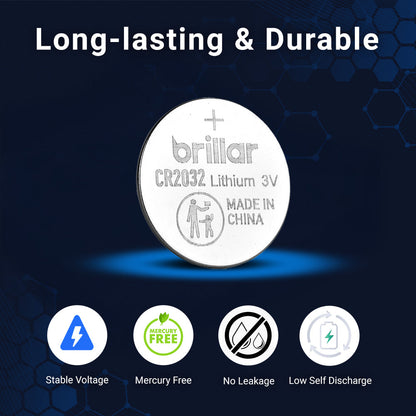 2 pcs Brillar CR2032 Lithium Button Cell – Long-Lasting Coin-Cell Power
