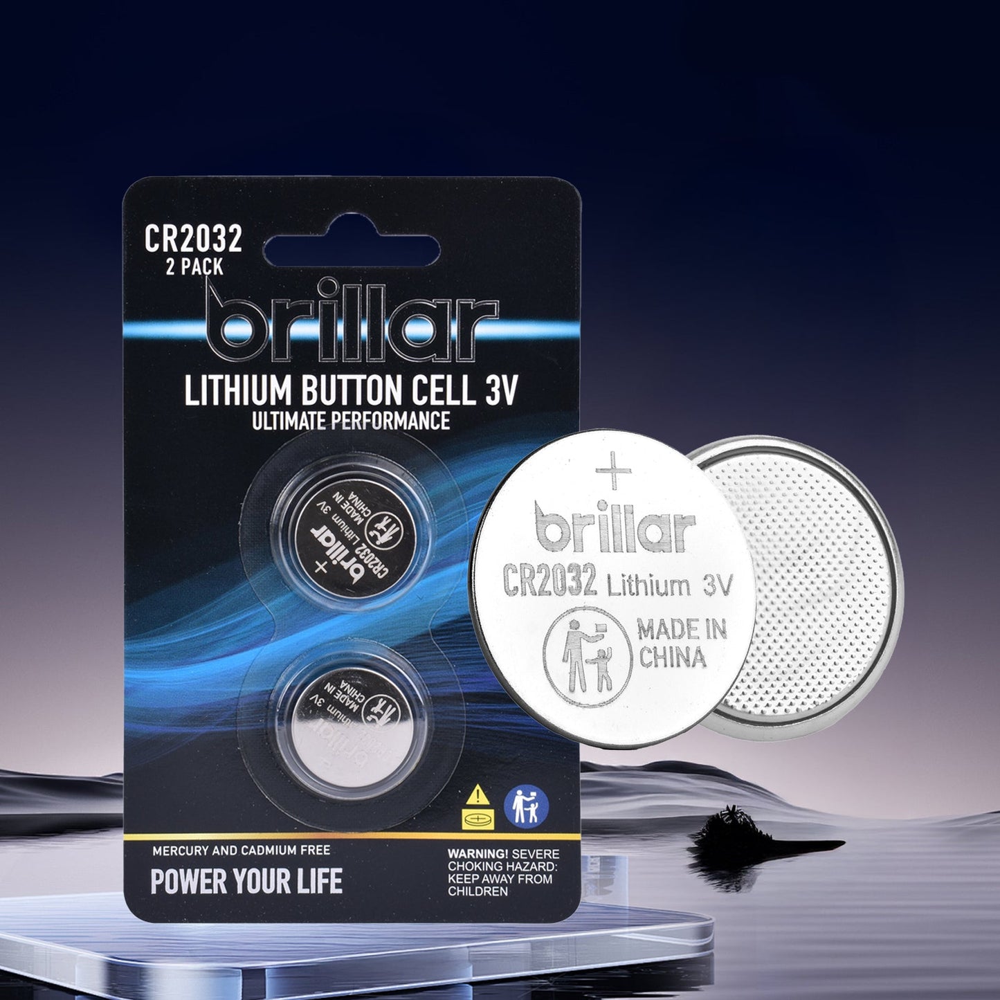 2 pcs Brillar CR2032 Lithium Button Cell – Long-Lasting Coin-Cell Power