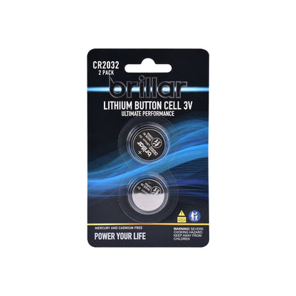 2 pcs Brillar CR2032 Lithium Button Cell – Long-Lasting Coin-Cell Power