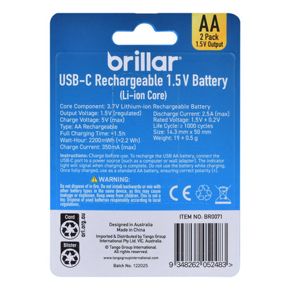 4 PCS AA USB Rechargeable LI-ION Battery