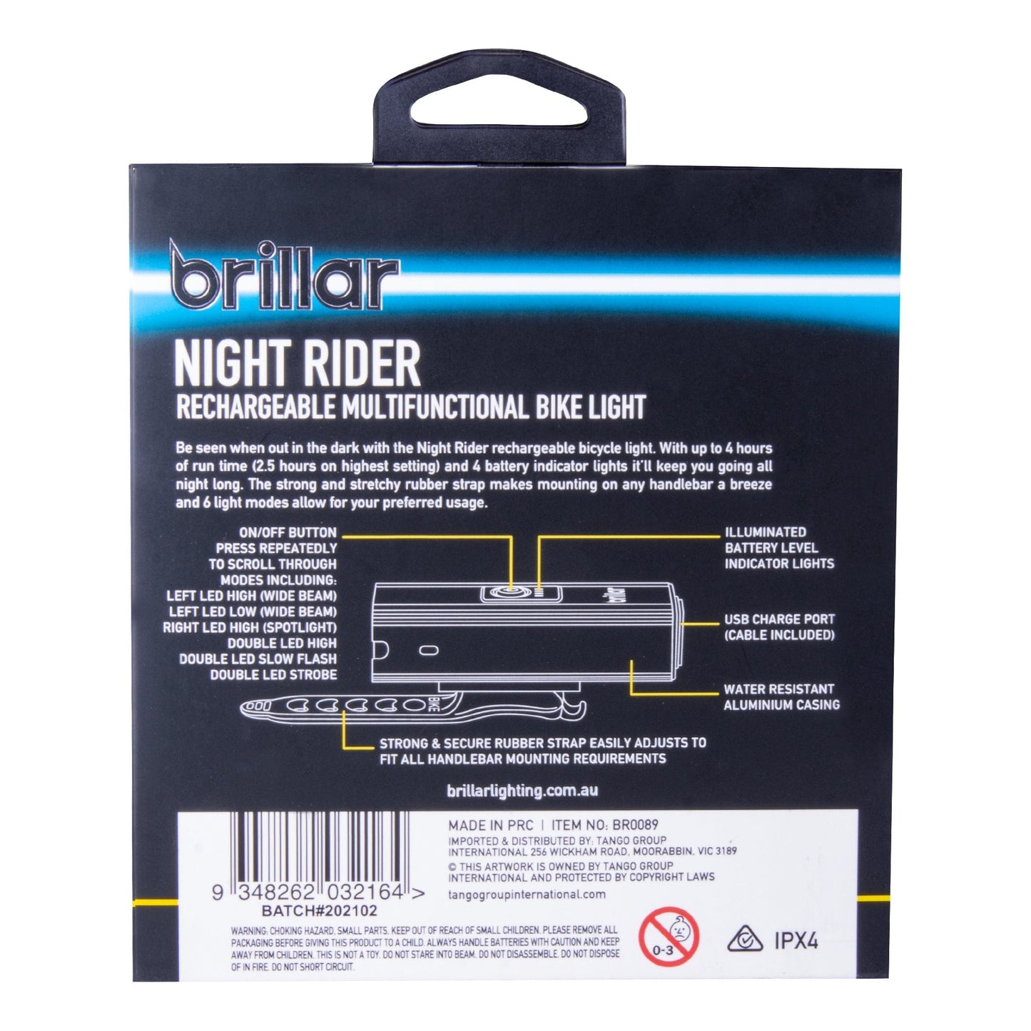 300 Lumen USB Rechargeable Multifunctional Bike Rider Light