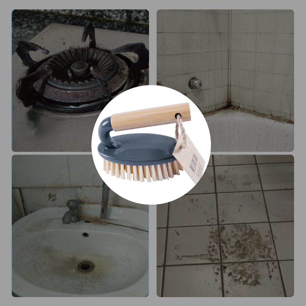 Bamboo Handle Iron Household Scrubber Brush