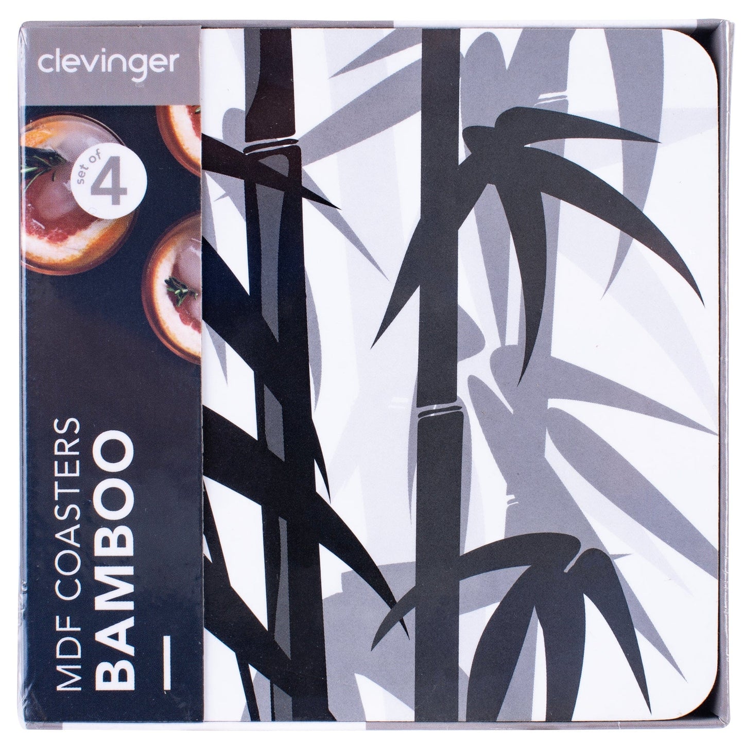 4 Pcs Clevinger MDF Coasters Bamboo