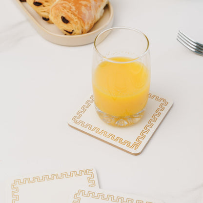 8 Pcs Clevinger  MDF Placemats and Coasters Gold Border
