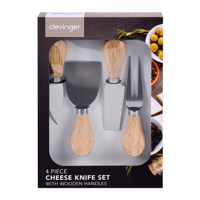 4 Pcs Clevinger Avalon Wood Handle Cheese Knife Set