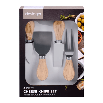 4 Pcs Clevinger Avalon Wood Handle Cheese Knife Set