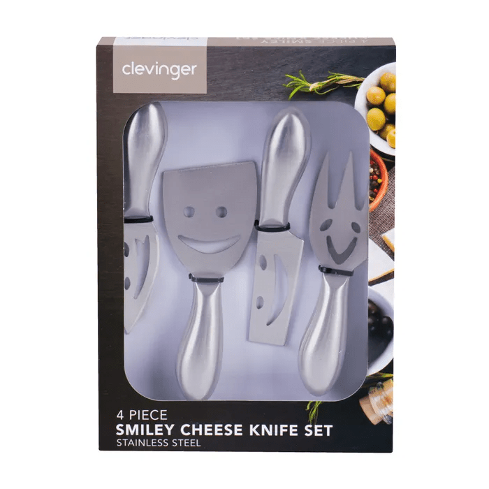 4 Pcs Clevinger Smiley Stainless Steel Cheese Knife Set
