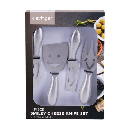 4 Pcs Clevinger Smiley Stainless Steel Cheese Knife Set