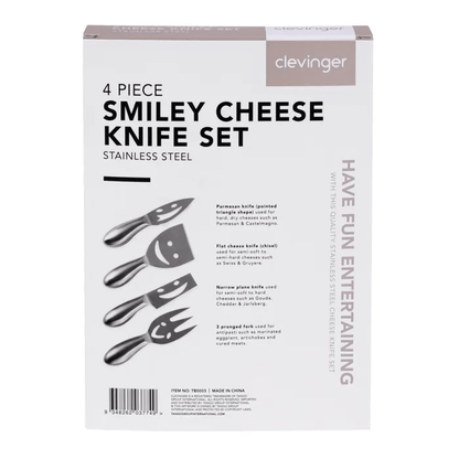 4 Pcs Clevinger Smiley Stainless Steel Cheese Knife Set