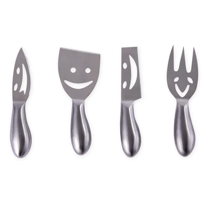 4 Pcs Clevinger Smiley Stainless Steel Cheese Knife Set