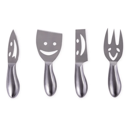 4 Pcs Clevinger Smiley Stainless Steel Cheese Knife Set