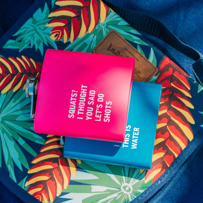 175ml Stainless Steel Hip Flask w Funny Quotes-Pink