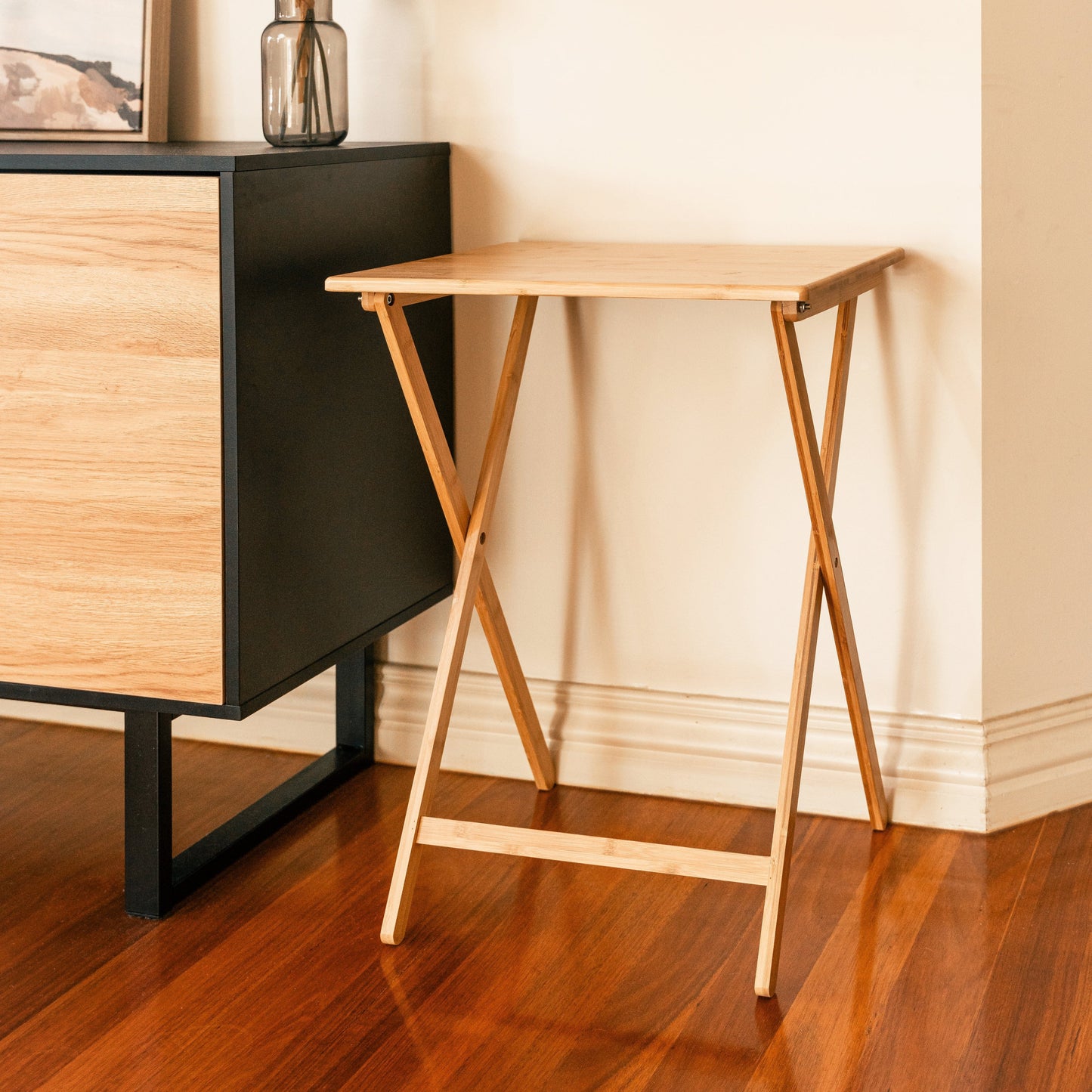 2 Pcs Bamboo Folding Laptop Tray & Snack Table