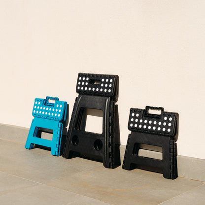Large Plastic Folding Stool Portable Chair Store Flat Easy Carry Outdoor Camping Black