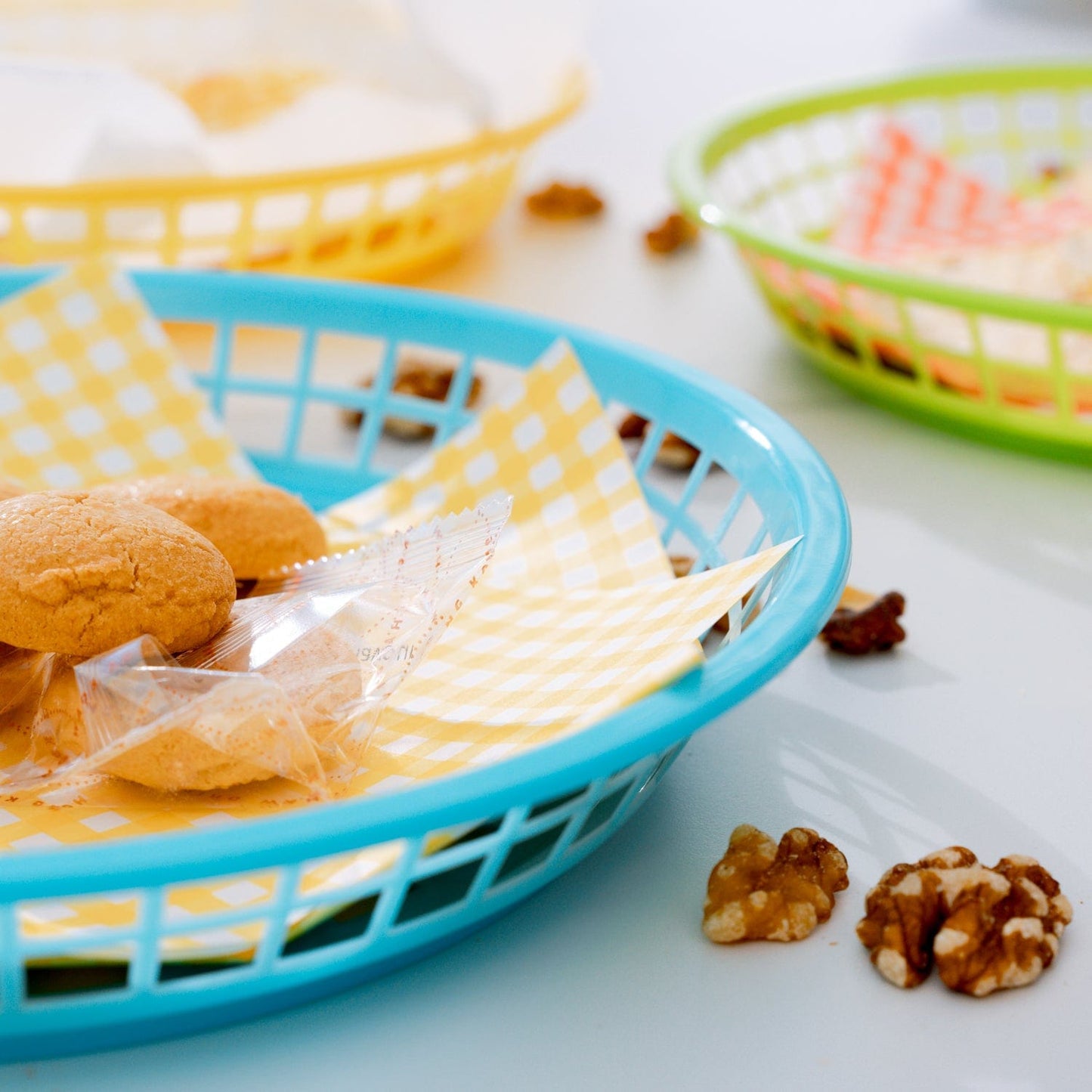3 Pcs Cook Easy Round Plastic Snack Baskets