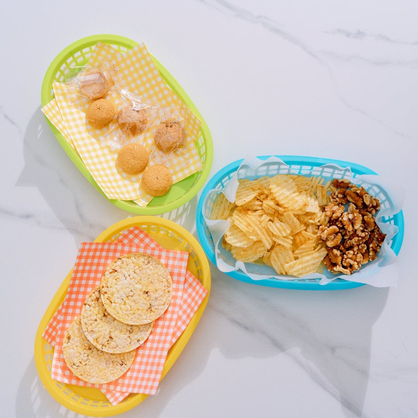 3 Pcs Cook Easy Oval Plastic Snack Baskets