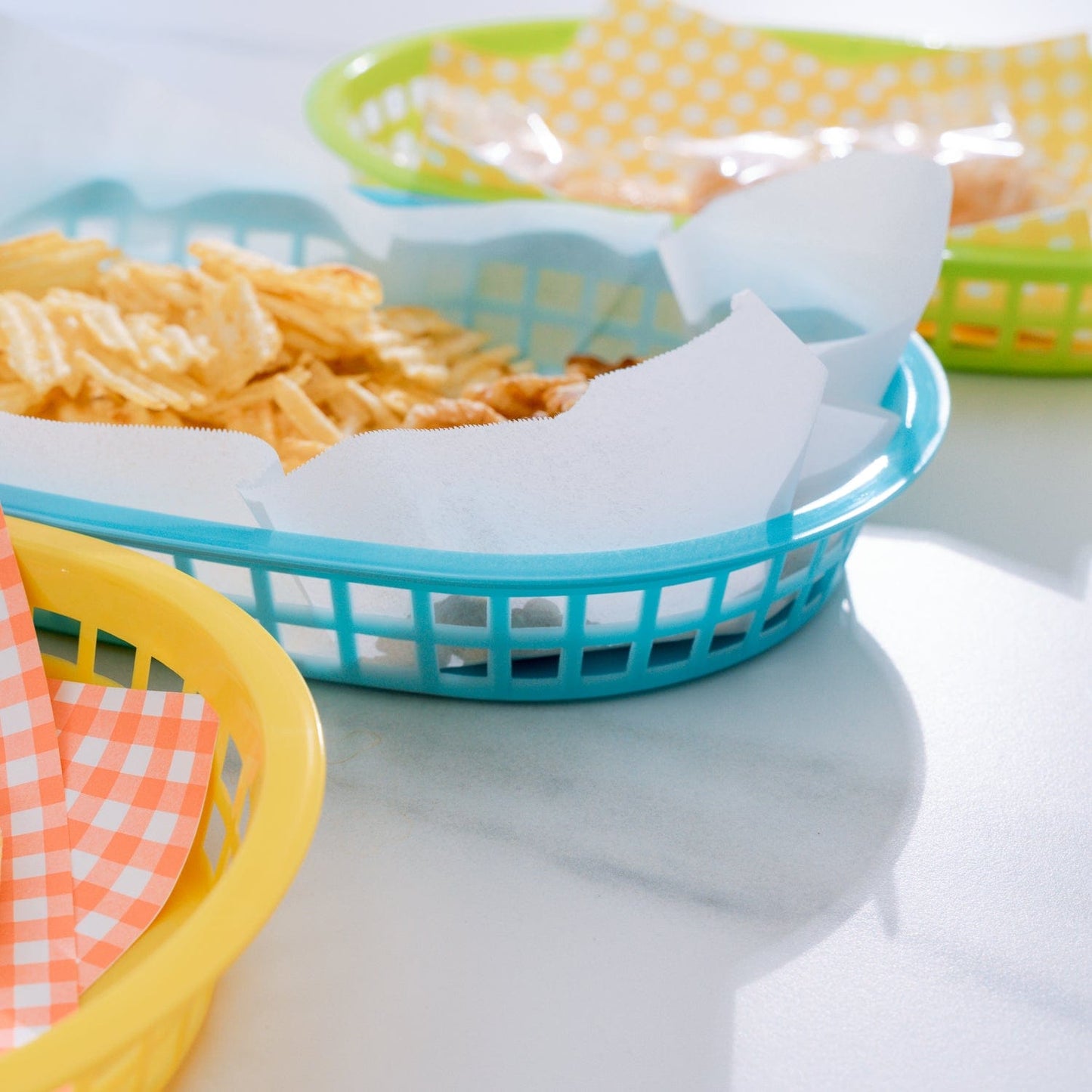3 Pcs Cook Easy Oval Plastic Snack Baskets