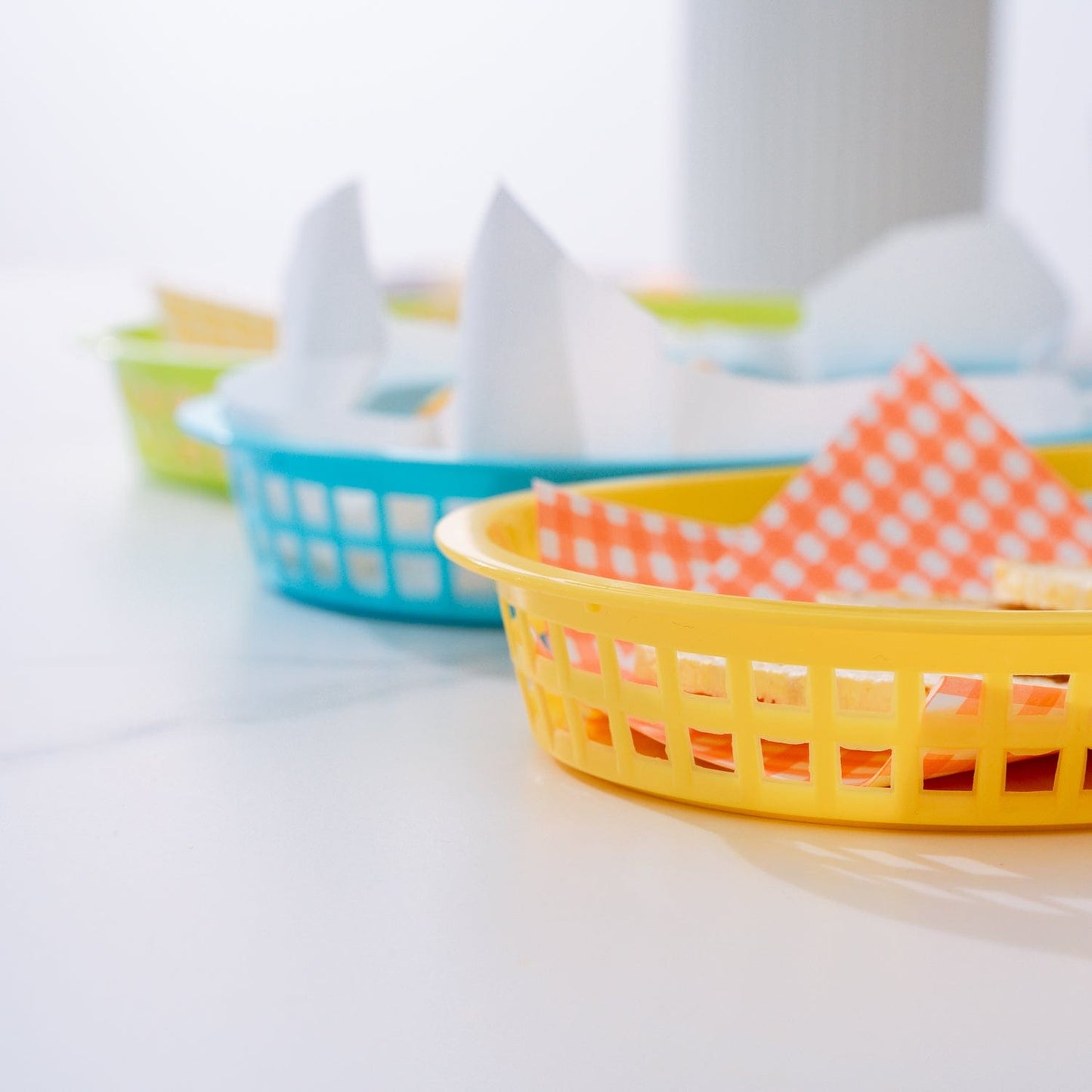 3 Pcs Cook Easy Oval Plastic Snack Baskets