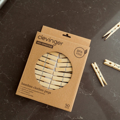 100 Pcs Eco Bamboo Clothes Pegs