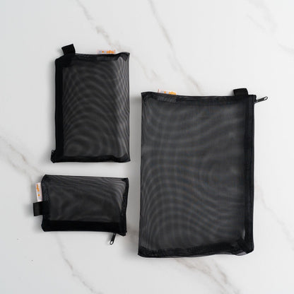 3 Pcs Zipper Travel Cosmetic Mesh Bag Set