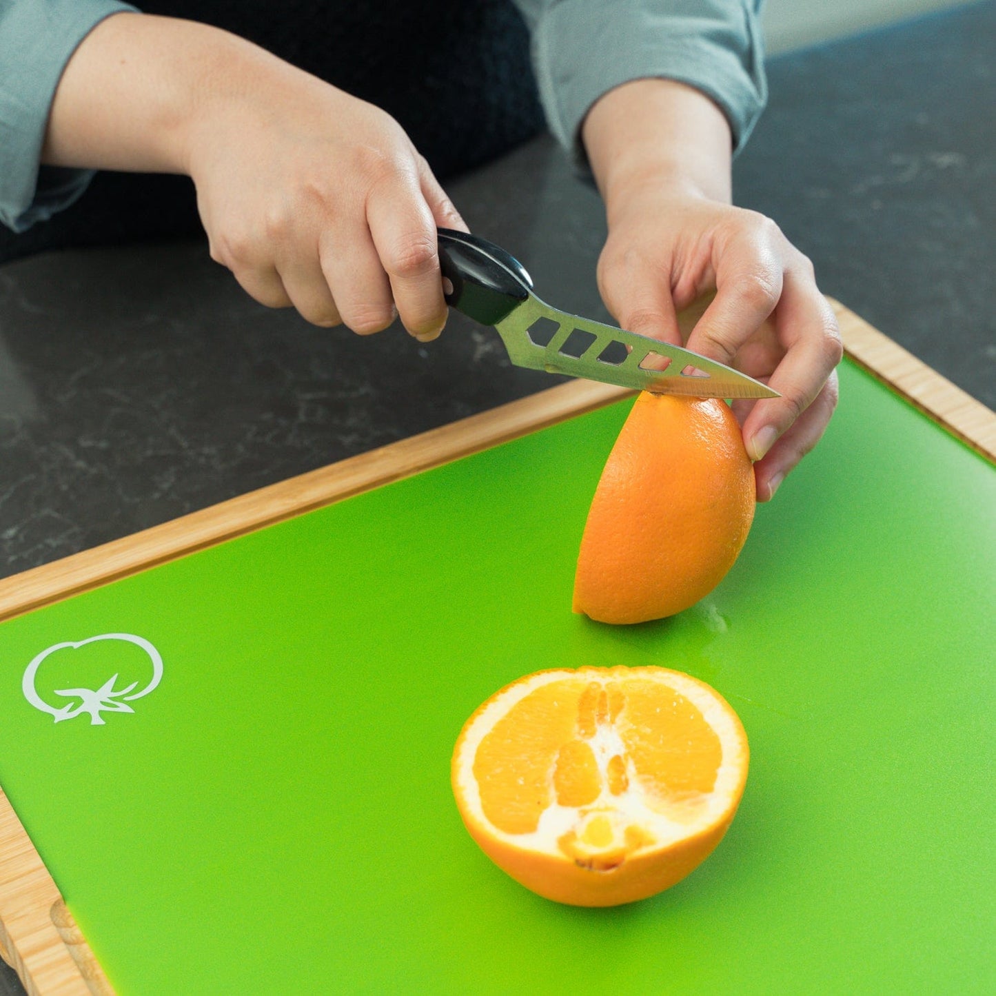 Bamboo Chopping Board with 5 Pcs Color-Coded Flexible Cutting Mats