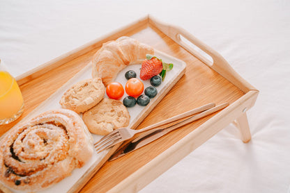 Living Today Homewares Bamboo Bed Table Breakfast/Snack Serving Tray TV Food Stand with Foldable Legs