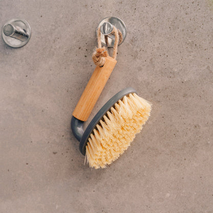 Bamboo Handle Iron Household Scrubber Brush