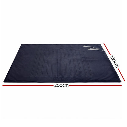 Giselle Electric Throw Rug Double Size 200x180cm Coral Fleece Heated Blanket Charcoal