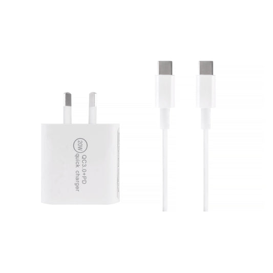 20W USB C & USB A Fast Charging Wall Charger + 1M USB C to USB C Cable